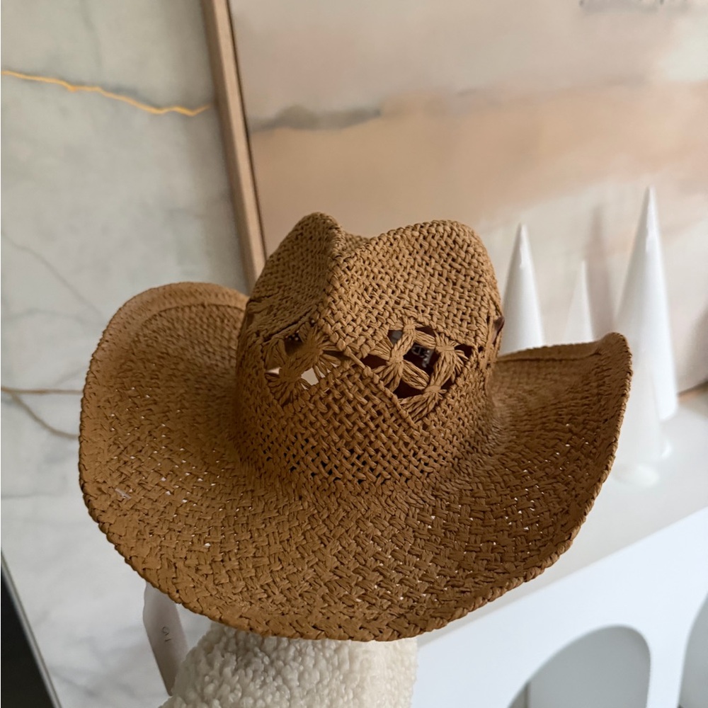Stylish Tan Woven Cowboy Hat - Picture 2 of 5